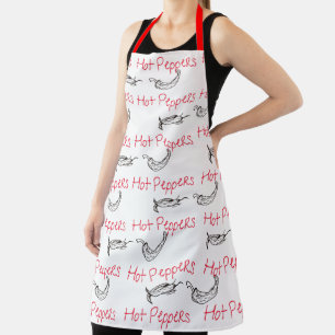 Hot Pepper Apron with Jalapeno Drawings