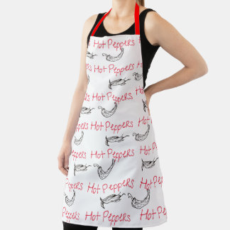 Hot Pepper Apron with Jalapeno Drawings