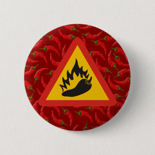 Hot pepper danger sign 6 cm round badge