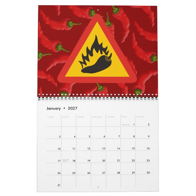 Hot pepper danger sign calendar (Jan 2027)