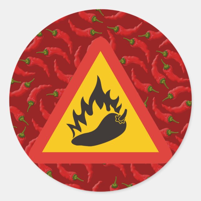 Hot pepper danger sign classic round sticker (Front)