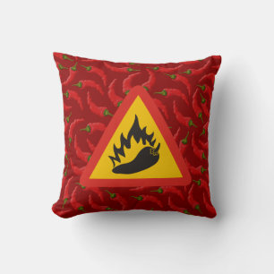 Hot pepper danger sign cushion