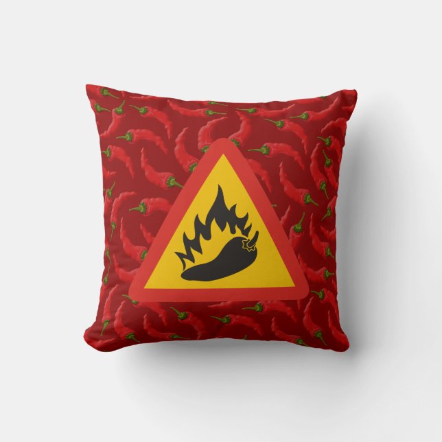 Hot pepper danger sign cushion (Front)