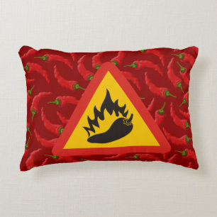 Hot pepper danger sign decorative cushion