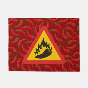Hot pepper danger sign doormat