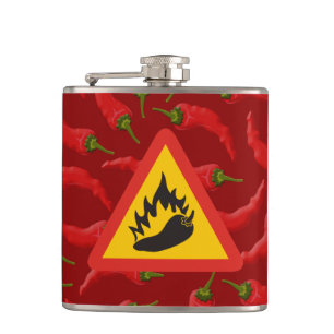 Hot pepper danger sign hip flask