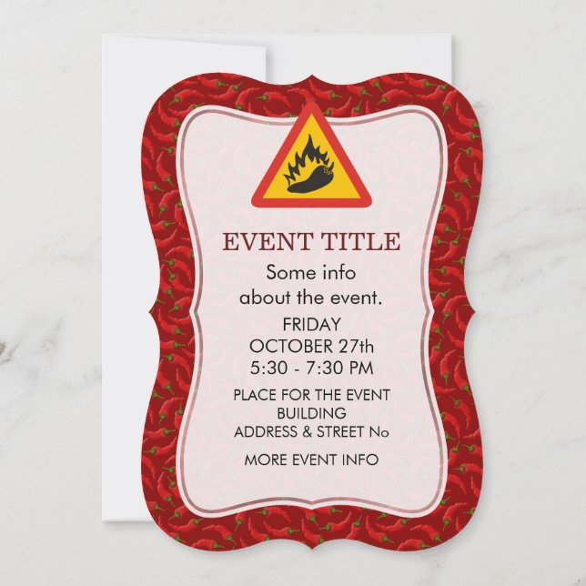 Hot Pepper Danger Sign Invitation (Back)