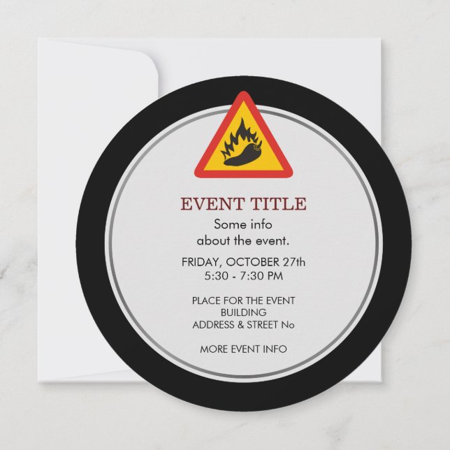 Hot Pepper Danger Sign Invitation (Back)