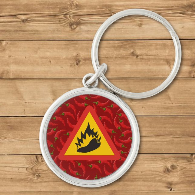 Hot pepper danger sign key ring (Creator Uploaded)