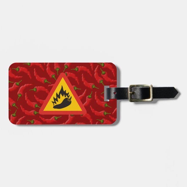 Hot pepper danger sign luggage tag (Front Horizontal)