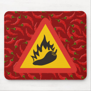 Hot pepper danger sign mouse pad