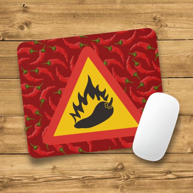 Hot pepper danger sign mouse pad (Creator Uploaded)