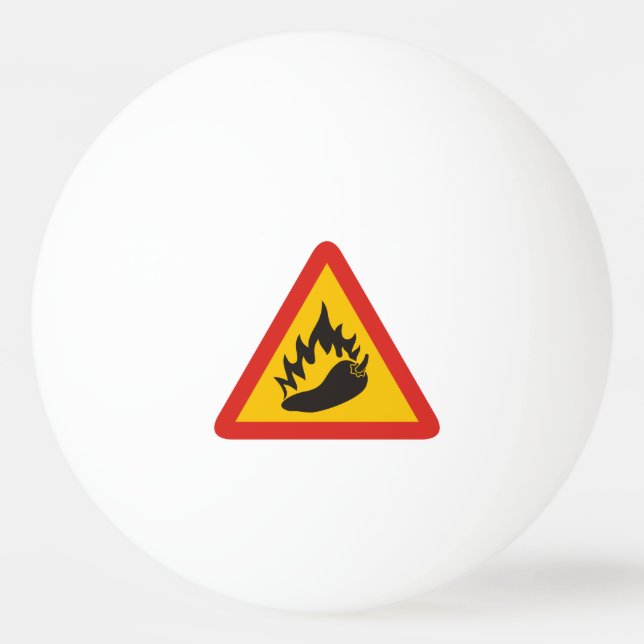 Hot pepper danger sign ping pong ball (Front)