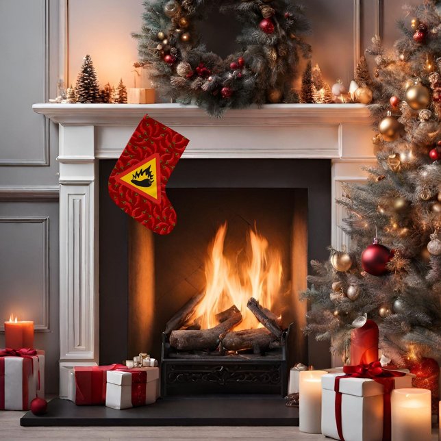 Hot pepper danger sign small christmas stocking (Creator Uploaded)