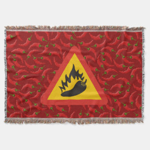 Hot pepper danger sign throw blanket