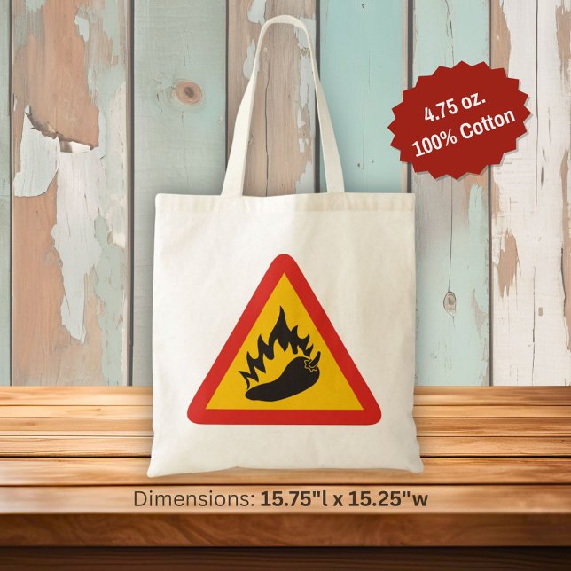 Hot pepper danger sign tote bag (Creator Uploaded)