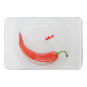 Hot pepper Hearts white red Bath Mat