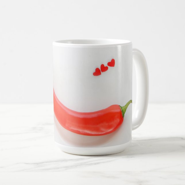 Hot pepper Hearts white red  Coffee Mug (Front Right)