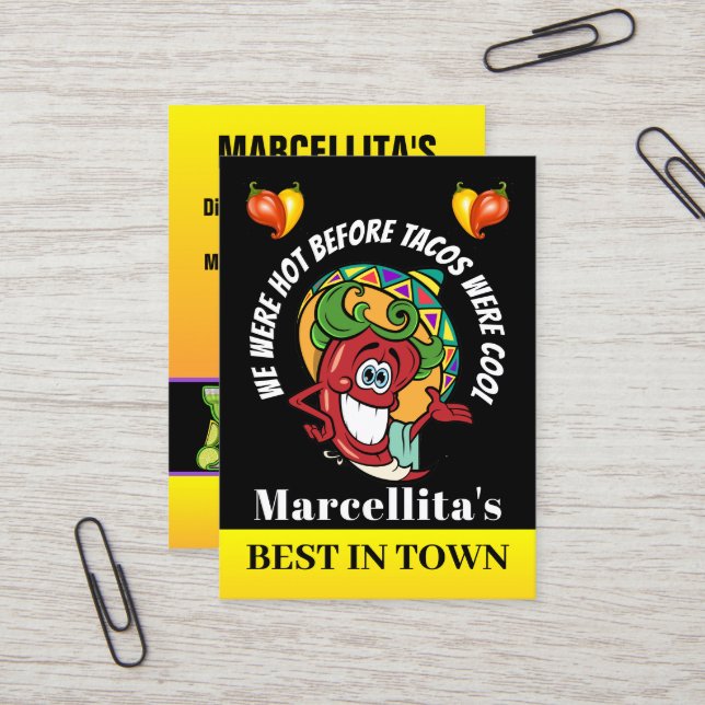 Hot Pepper Mexican Restaurant Humour  Business Card (Front/Back In Situ)