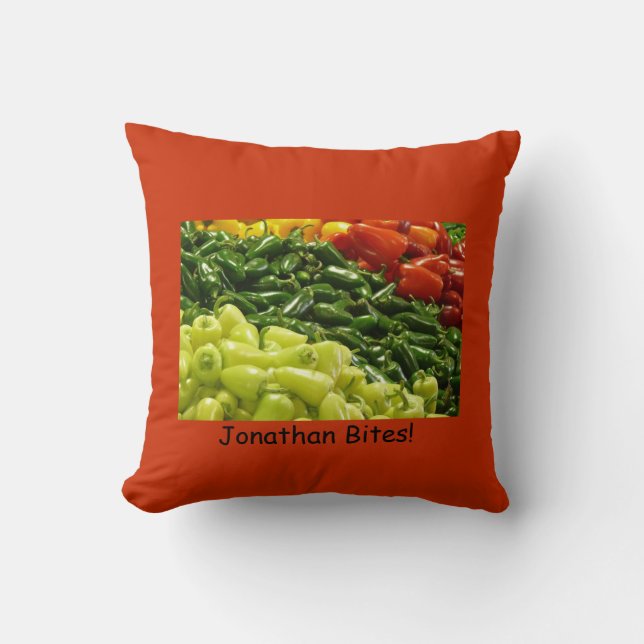 Hot Pepper Personalised Bites Pillow Square (Front)