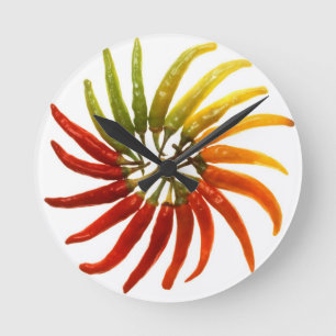 Hot Pepper Rainbow Round Clock