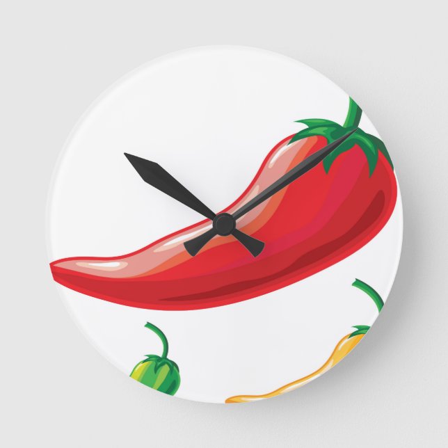 Hot Pepper Round Clock (Front)