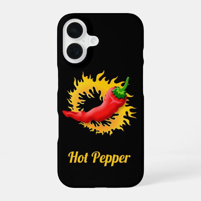 Hot Pepper with Flame iPhone 16 Case (Back)