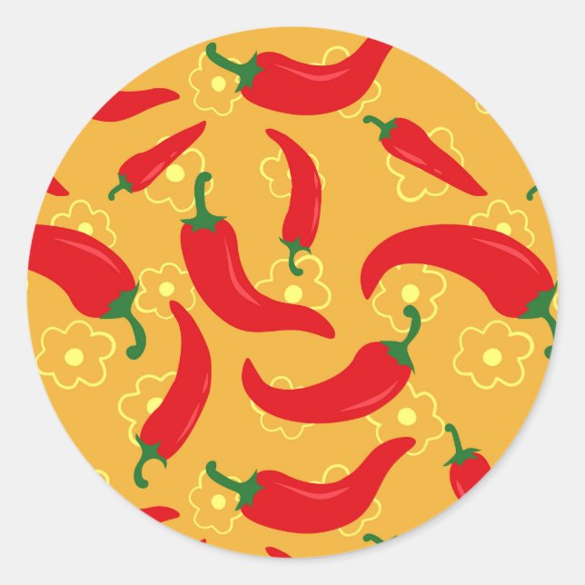 Hot Peppers Classic Round Sticker (Front)