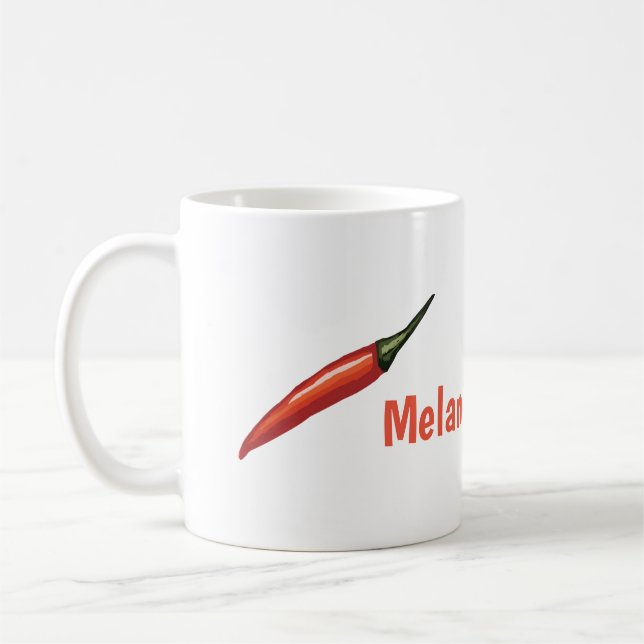 Hot Peppers  Personalised Coffee Mug (Left)