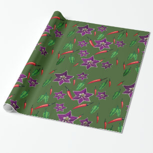 Hot Peppers, Purple Blossom Custom Wrapping Paper