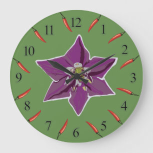 Hot Peppers, Purple Blossom Wall Clock