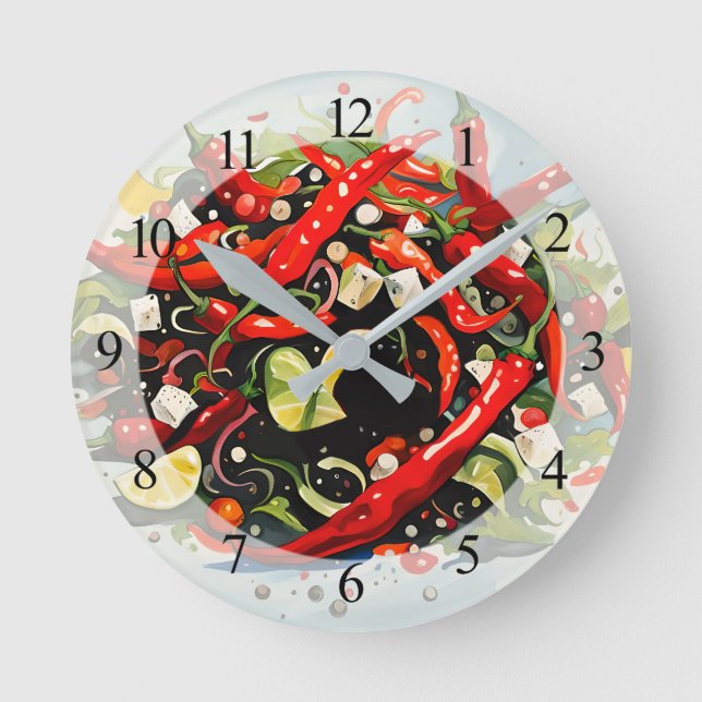 Hot Peppers Salad  Round Clock (Front)