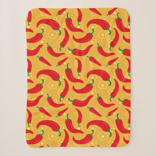Hot Peppers Sherpa Blanket (Front)
