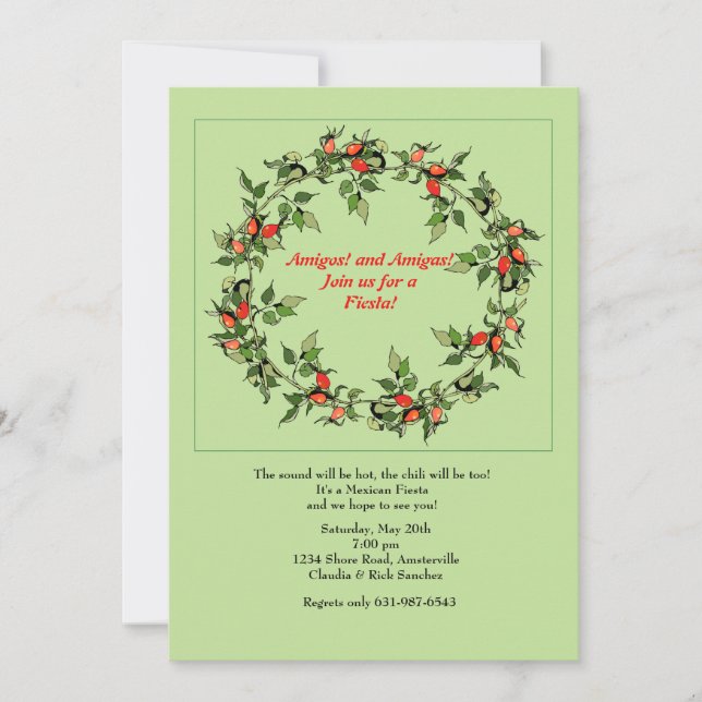 Hot Peppers Wreath Invitation (Front)