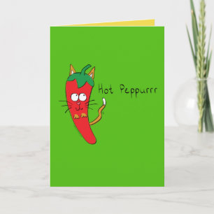 Hot Peppurrrr Cute Cat Pepper Funny Greeting Card