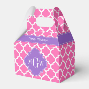 Hot Pink2 Wht Moroccan #5 Amethyst 3 Init Monogram Favour Box