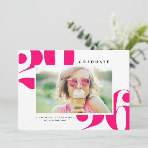 Hot Pink 2026 Bold Typography Photo Graduation Announcement