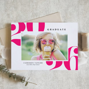 Hot Pink 2026 Bold Typography Photo Graduation Invitation