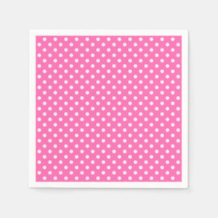 Hot Pink #2 and White Polka Dots Pattern Napkin