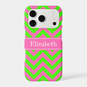 Hot Pink #2 Lime Green LG Chevron Name Monogram