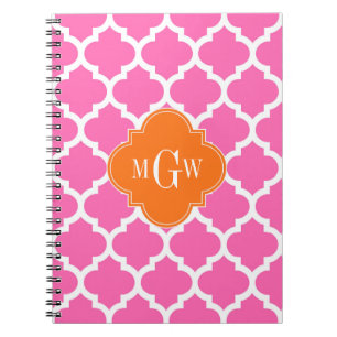 Hot Pink#2  Moroccan #5 Pumpkin 3 Initial Monogram Notebook