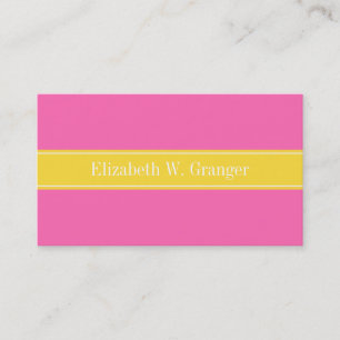 Hot Pink #2, Pineapple Ribbon Name Monogram Business Card
