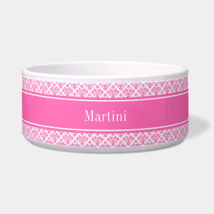 Hot Pink 2 Wht Damask #3 Hot Pink Name Monogram