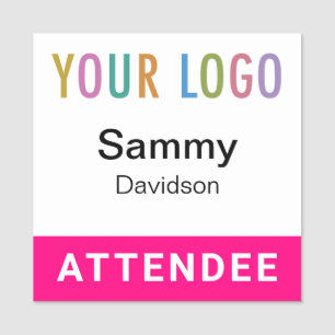 Hot Pink 2x2 Attendee Badge Event Logo Square Pin