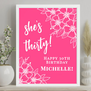 Hot Pink 30th Birthday Party Wlecome Poster