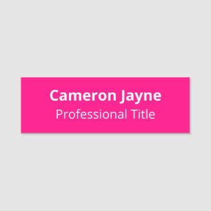 Hot Pink 3x1 Name Tag without Logo Magnetic or Pin
