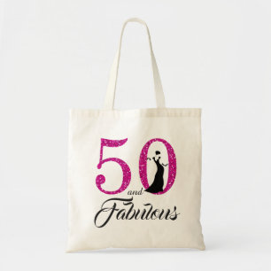 Hot Pink 50 and Fabulous Birthday Party Tote Bag