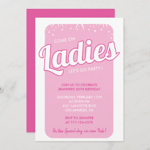 Hot pink 50th birthday invitations girly sparkle