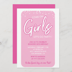 Hot pink 58th birthday invitations Girl Modern