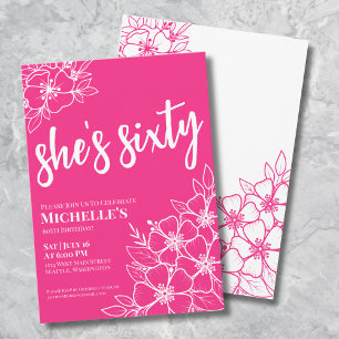 Hot Pink 60th Birthday Party Invitation